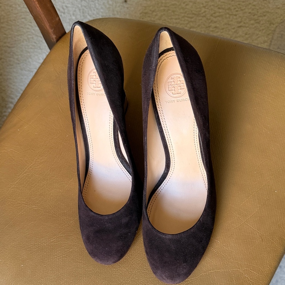 Tory Burch Dark Brown Suede Heels